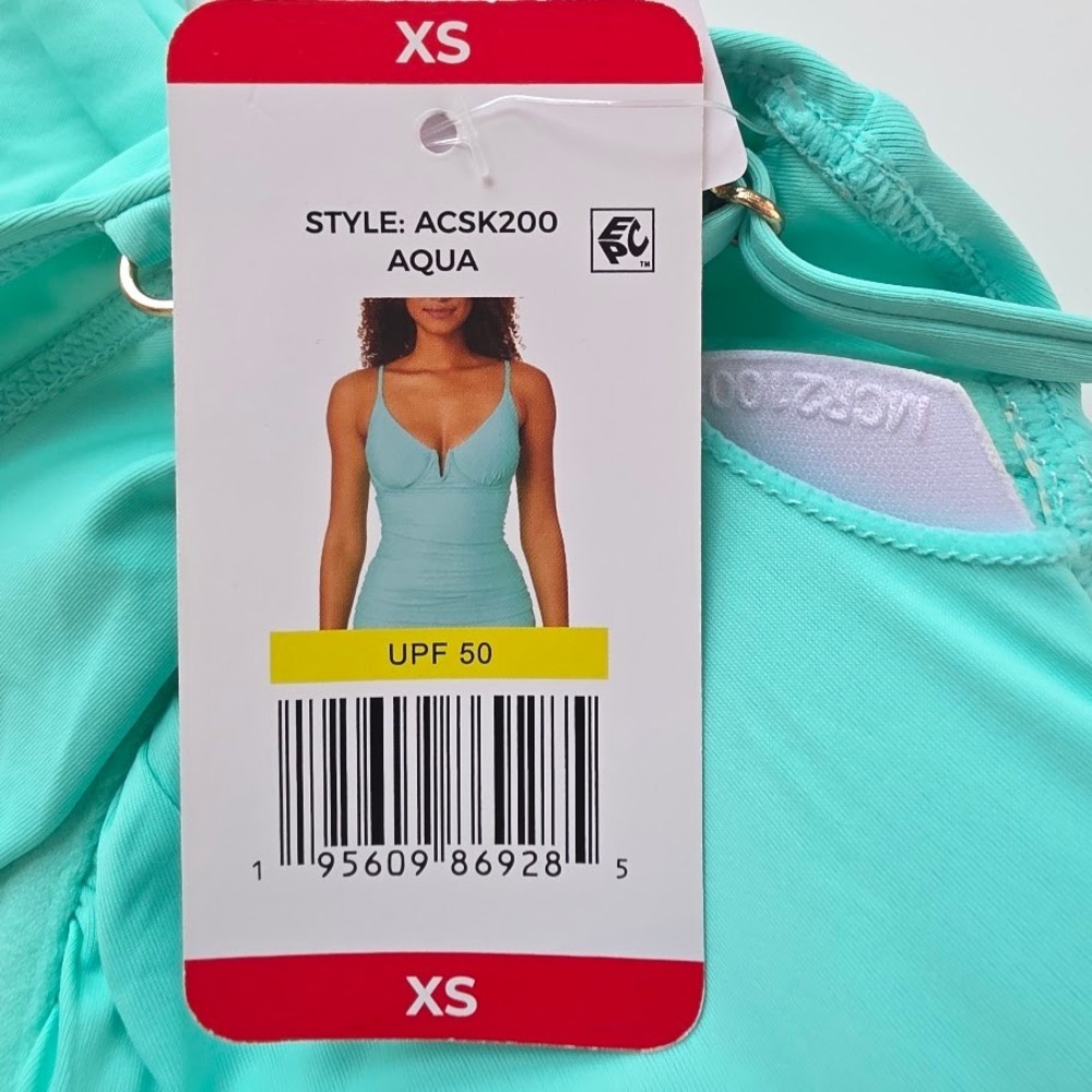 Anne Cole‎ Tankini Top Womens XS Aqua Blue ACSK200 Underwire UPF 50 Swimwear NEW